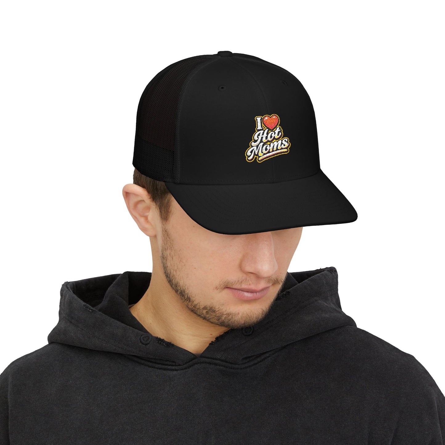 I Heart Hot Moms Snapback Embroidered Trucker Hat