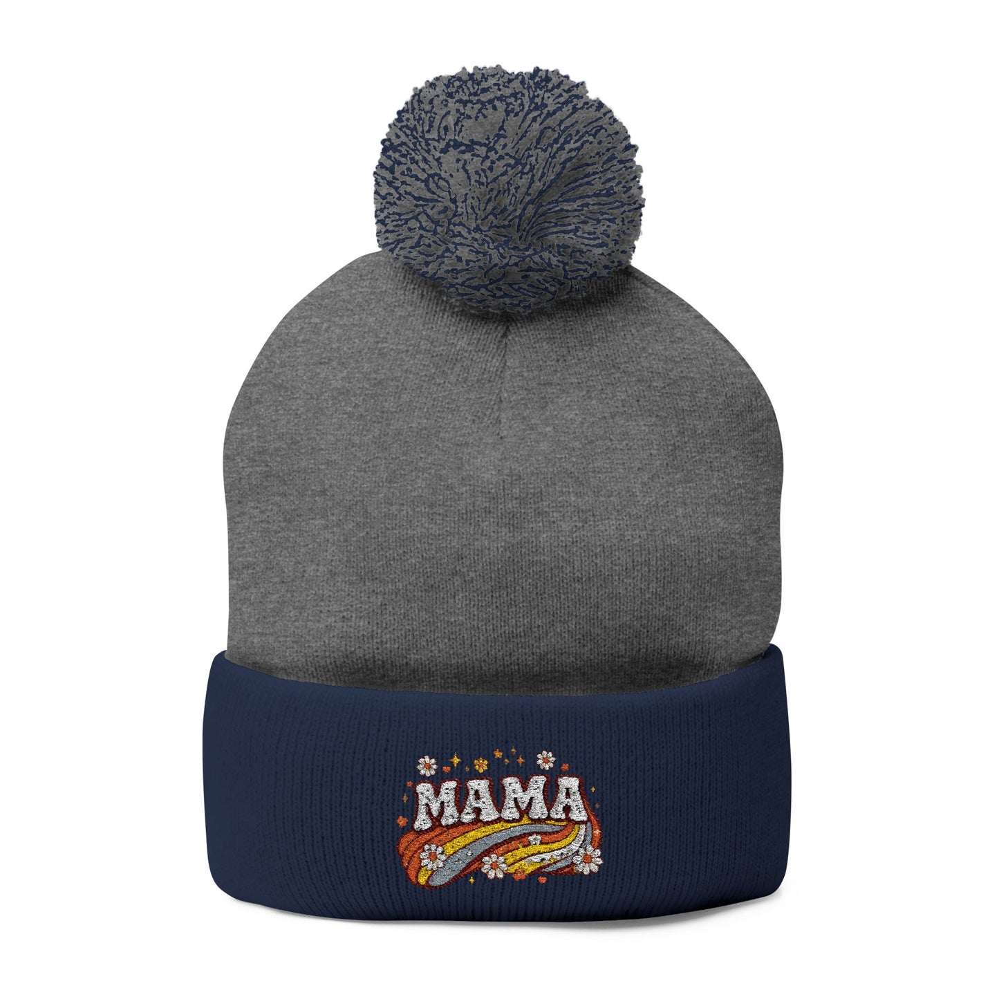 Mama Embroidered Pom-Pom Beanie
