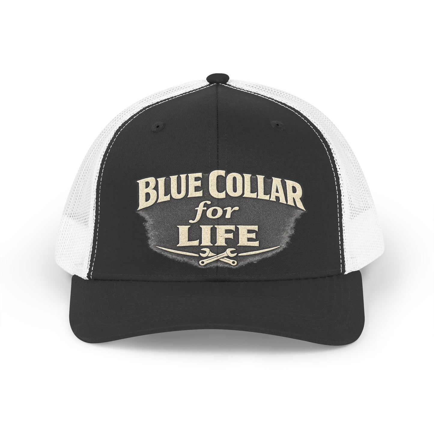 Trucker Hat — "Blue Collar for Life" Retro Workwear Cap