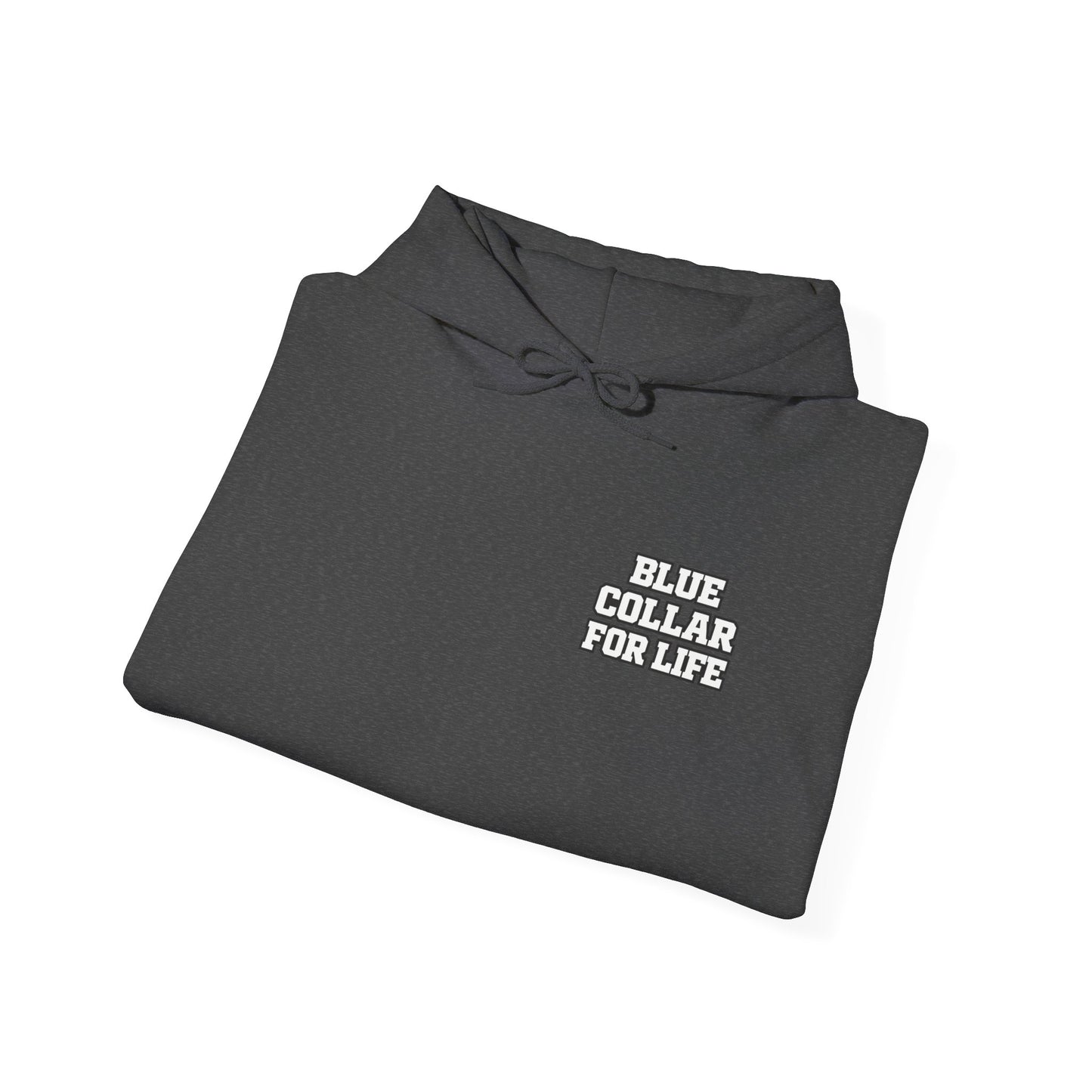Blue Collar for Life Hoodie — Patriotic Truck & Mountain Workwear Sweatshirt