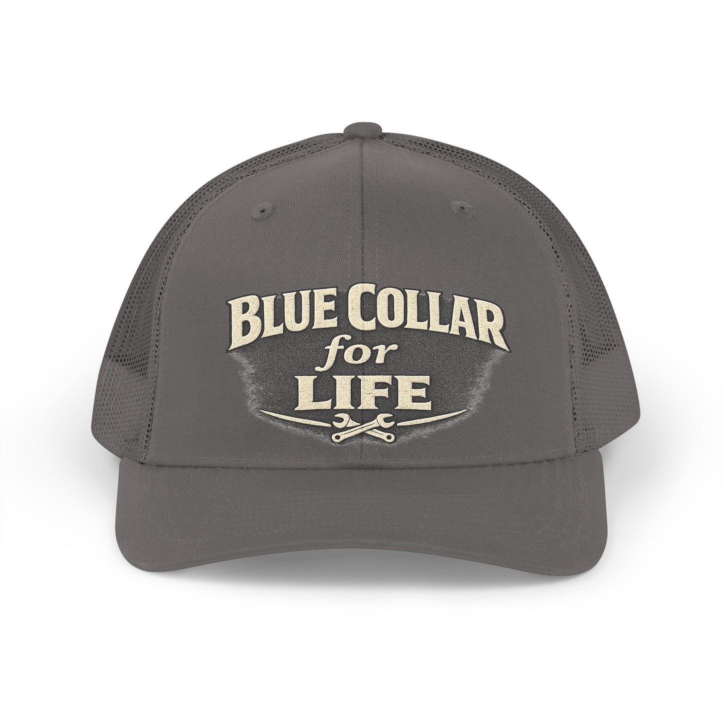 Trucker Hat — "Blue Collar for Life" Retro Workwear Cap