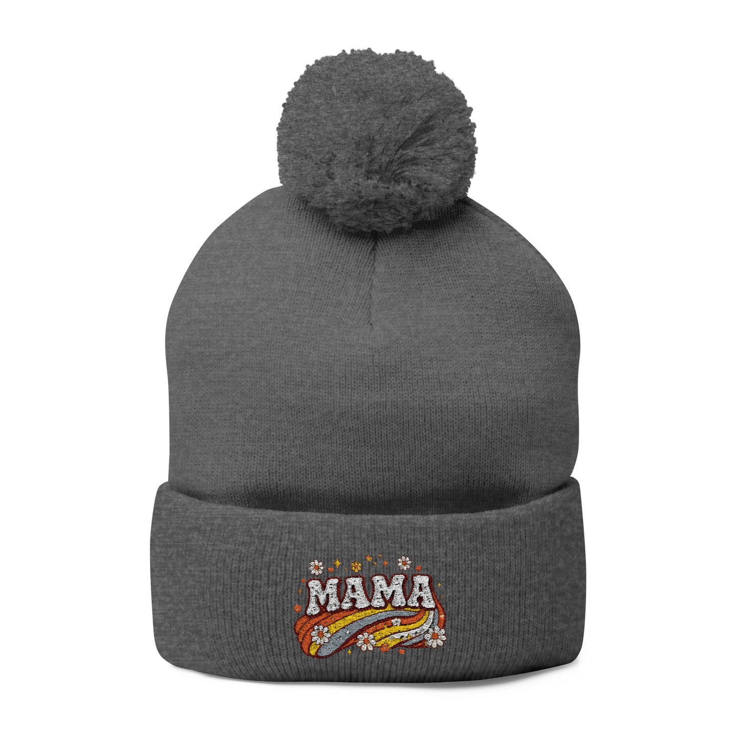 Mama Embroidered Pom-Pom Beanie