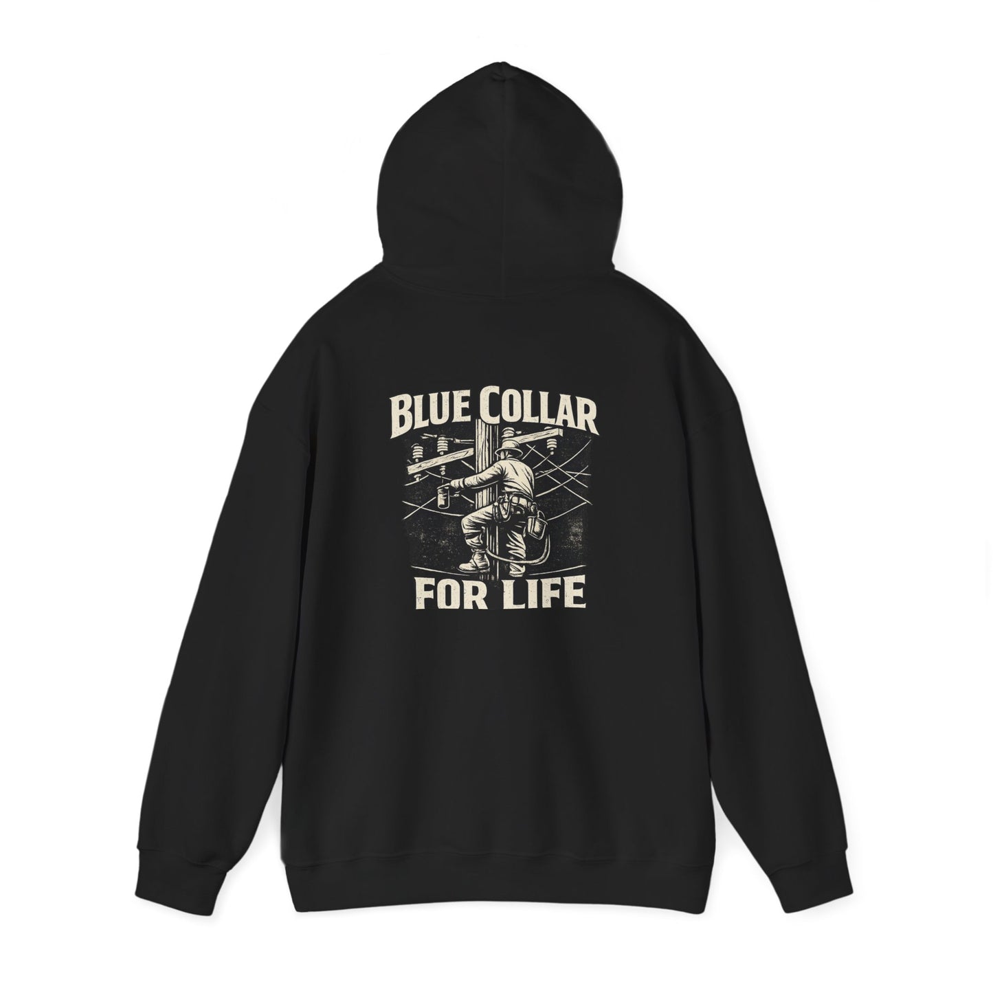 Blue Collar For Life Hoodie — Workman Vintage Rope Graphic Hooded Sweatshirt