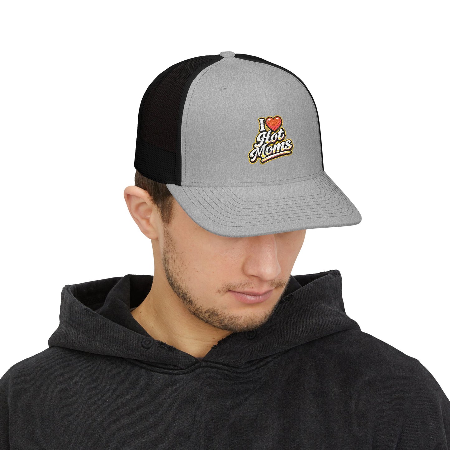 I Heart Hot Moms Snapback Embroidered Trucker Hat