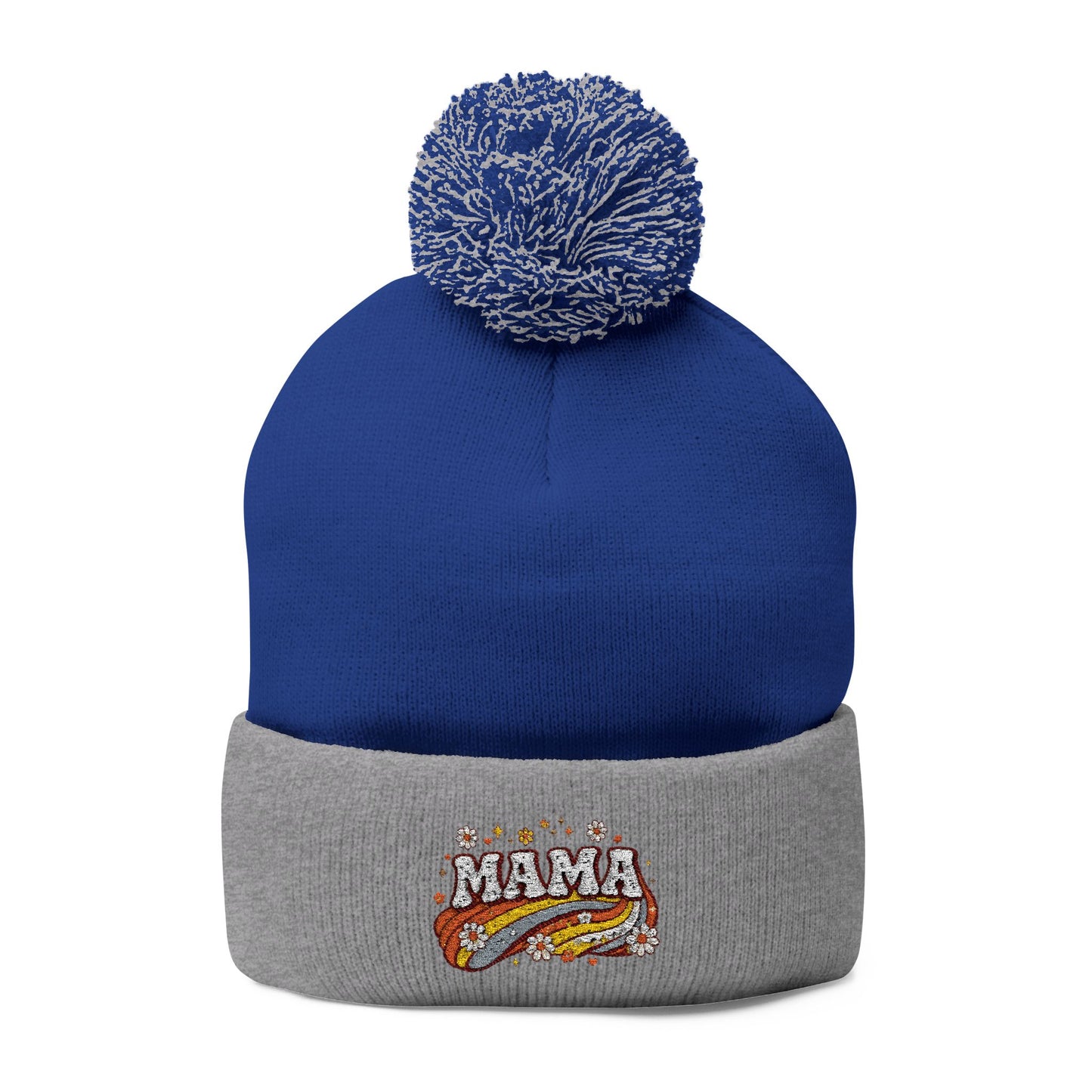 Mama Embroidered Pom-Pom Beanie