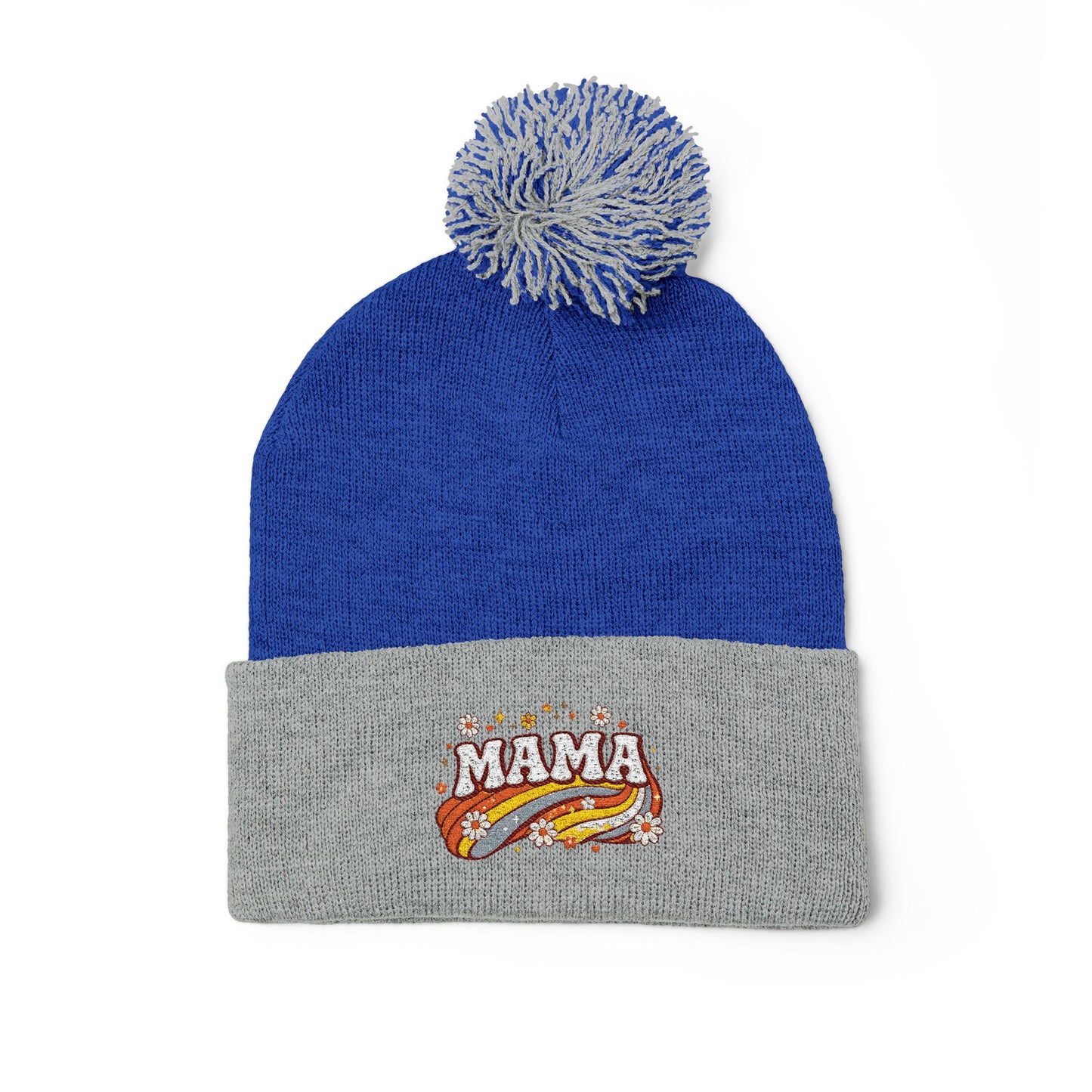 Mama Embroidered Pom-Pom Beanie