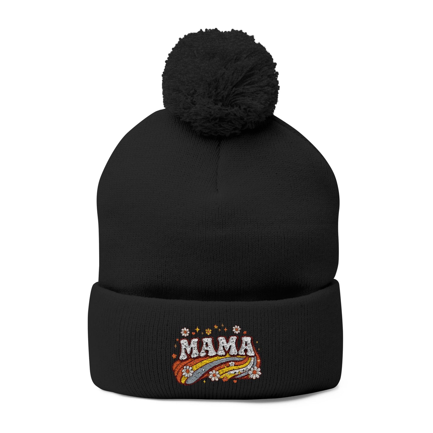 Mama Embroidered Pom-Pom Beanie
