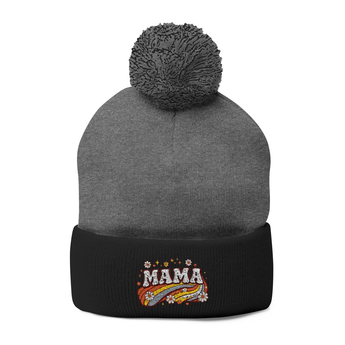 Mama Embroidered Pom-Pom Beanie