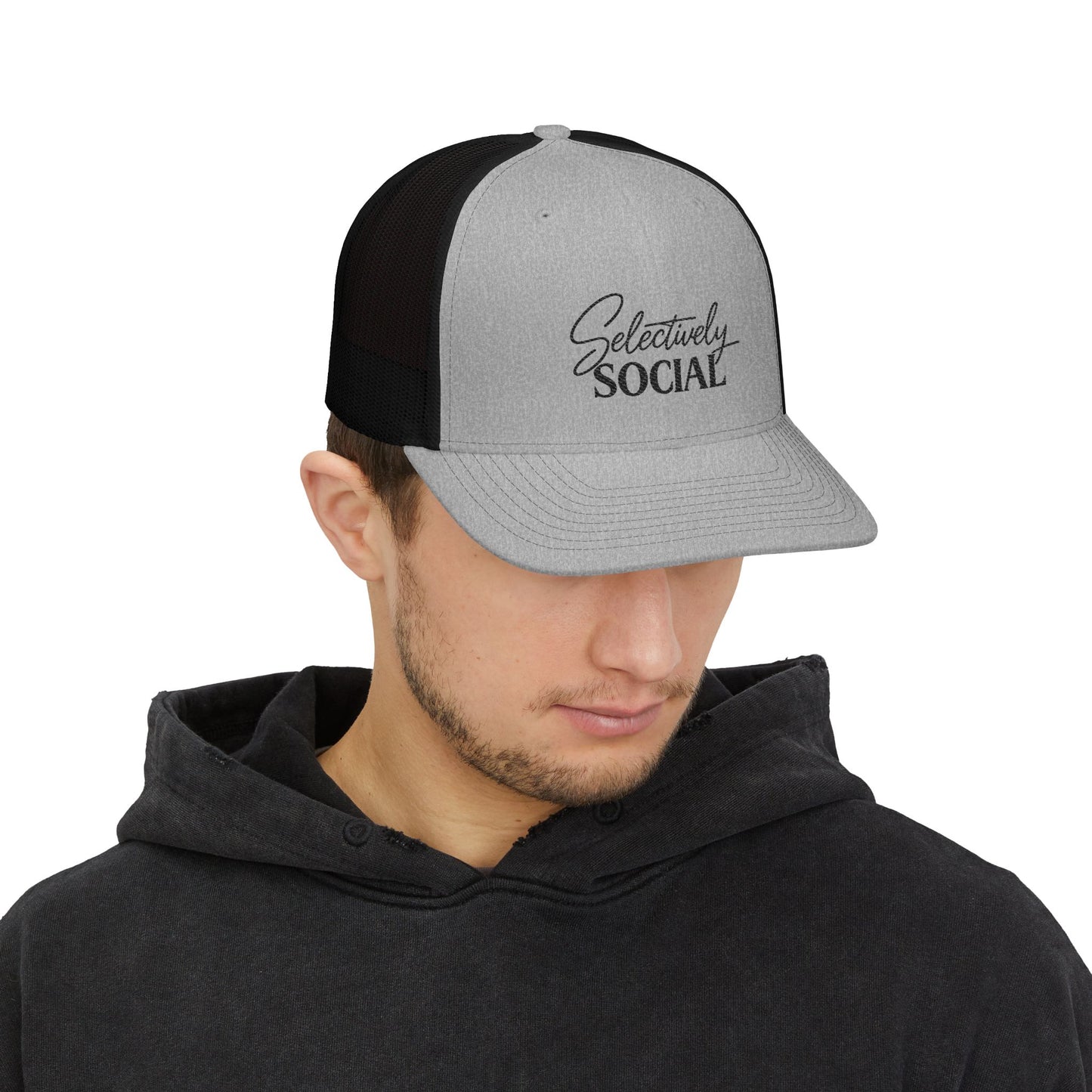Selectively Social Embroidered Trucker Cap