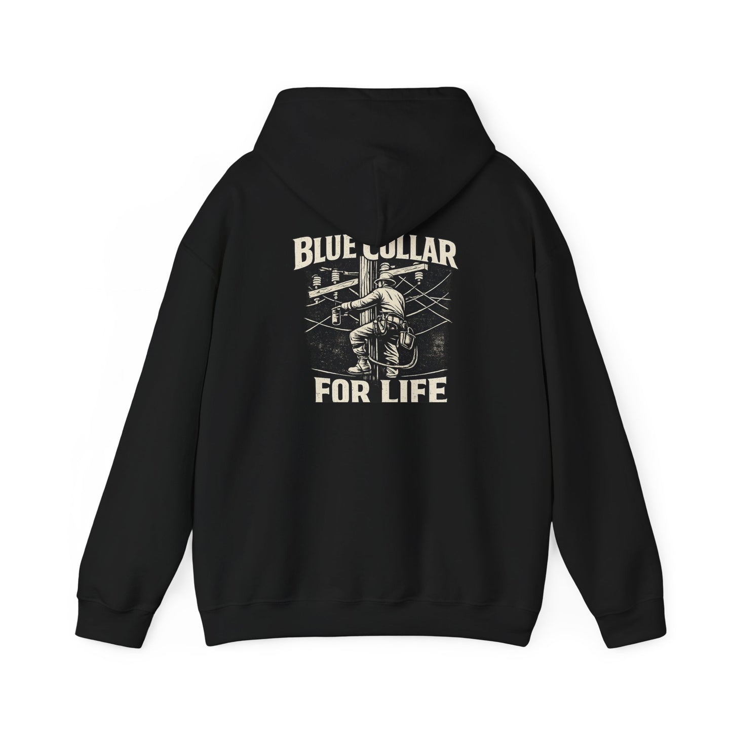 Blue Collar For Life Hoodie — Workman Vintage Rope Graphic Hooded Sweatshirt