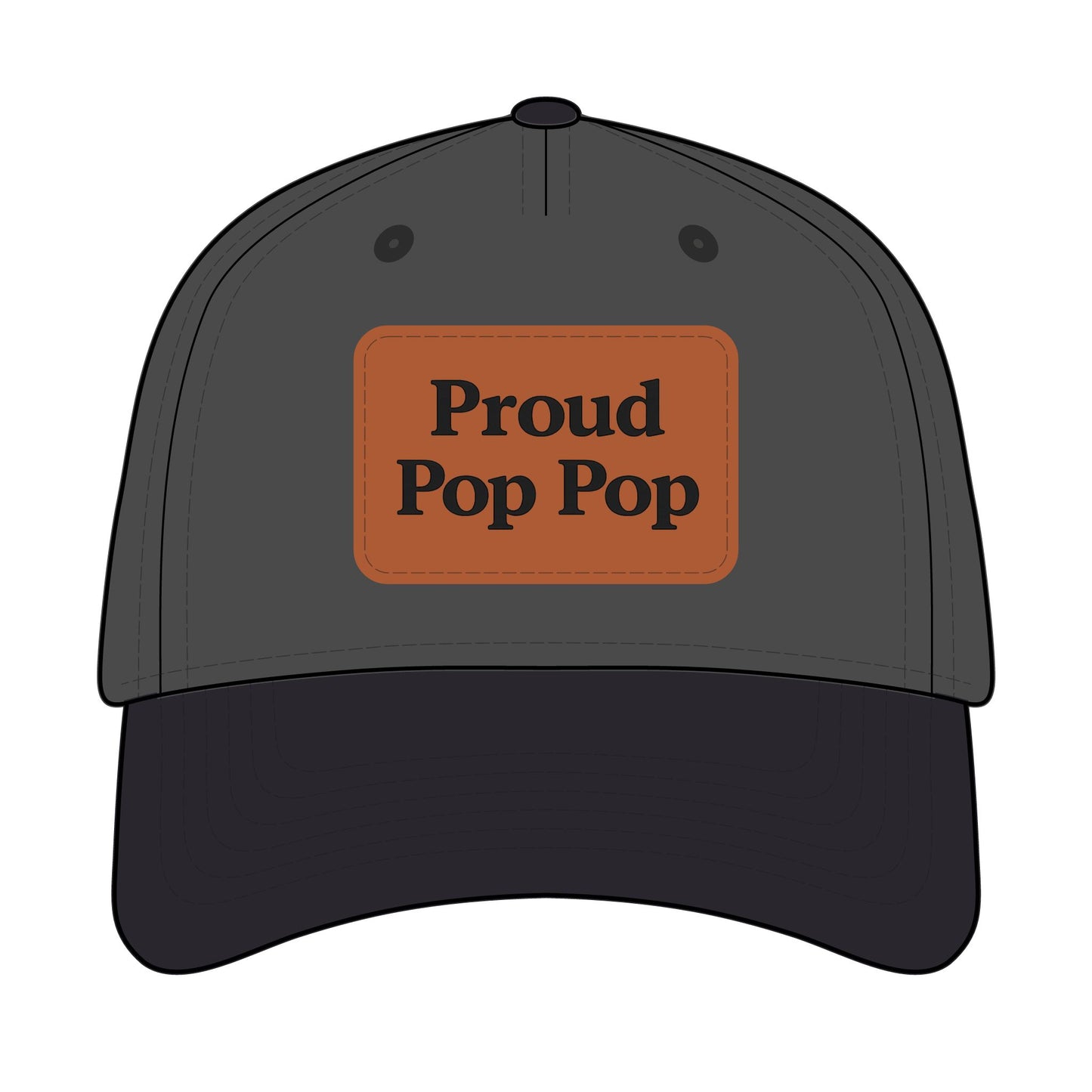 Proud Pop Pop Leather Patch Baseball Cap
