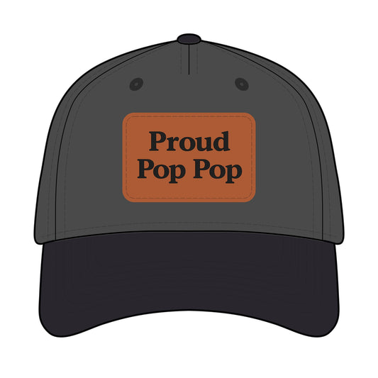 Proud Pop Pop Leather Patch Baseball Cap