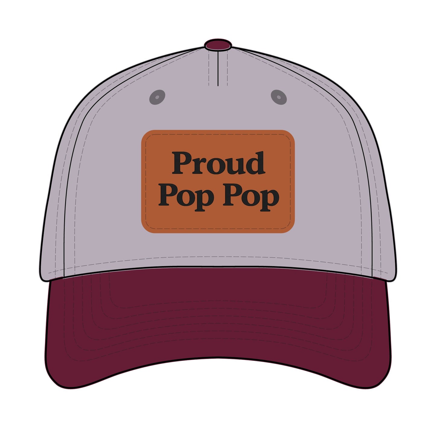 Proud Pop Pop Leather Patch Baseball Cap