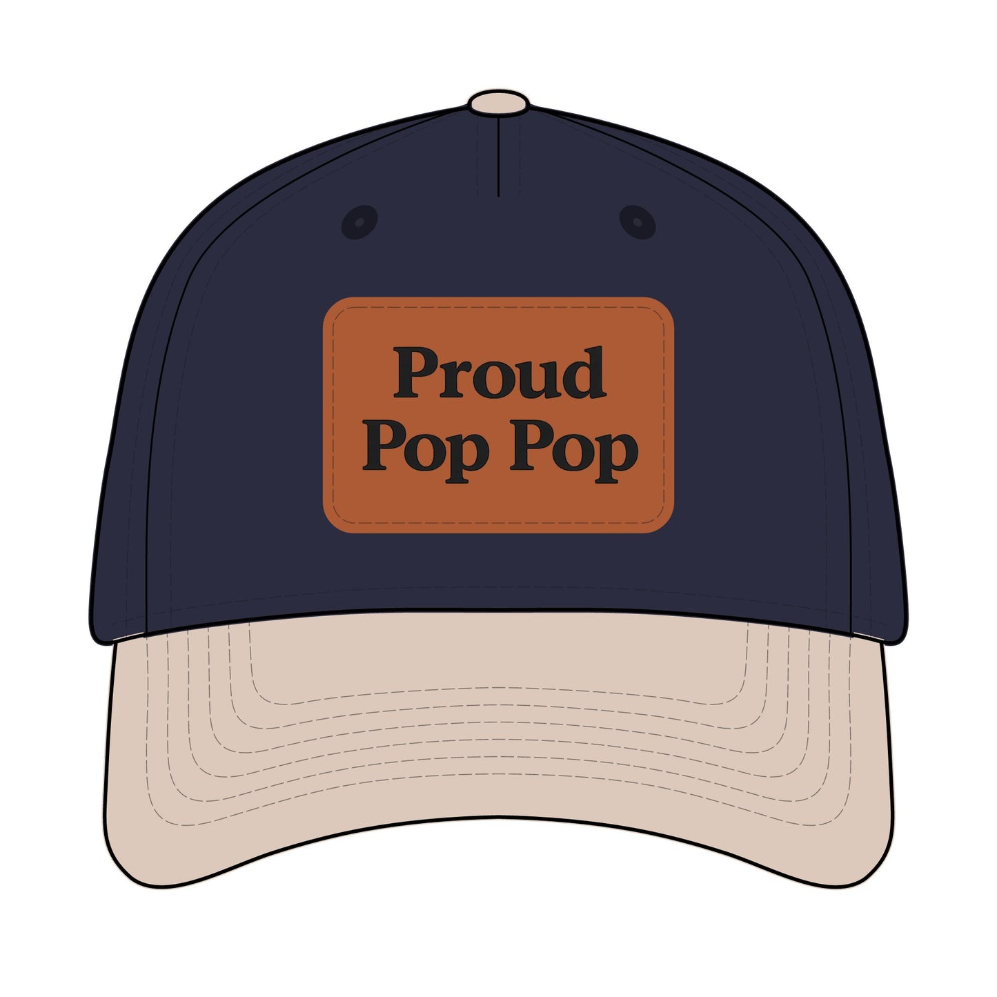 Proud Pop Pop Leather Patch Baseball Cap
