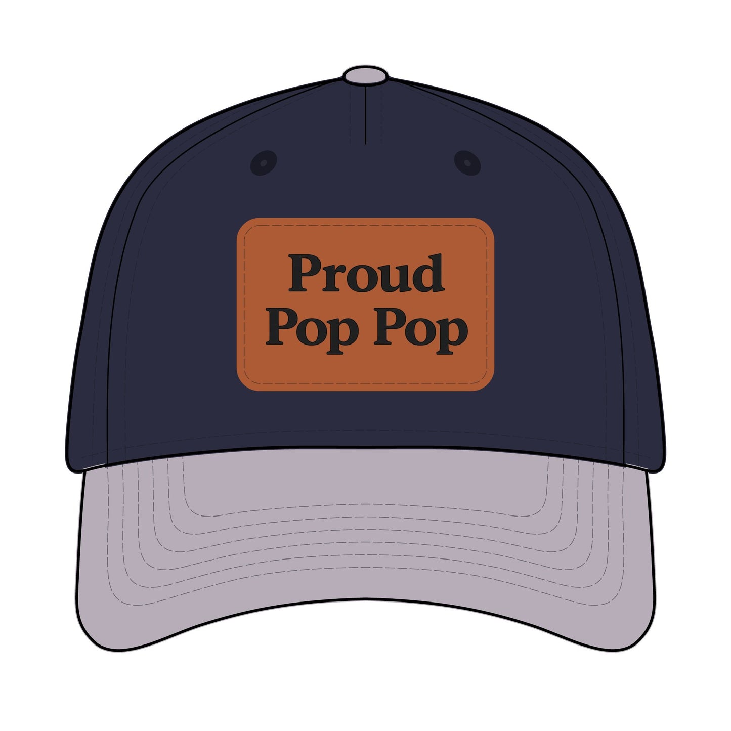 Proud Pop Pop Leather Patch Baseball Cap