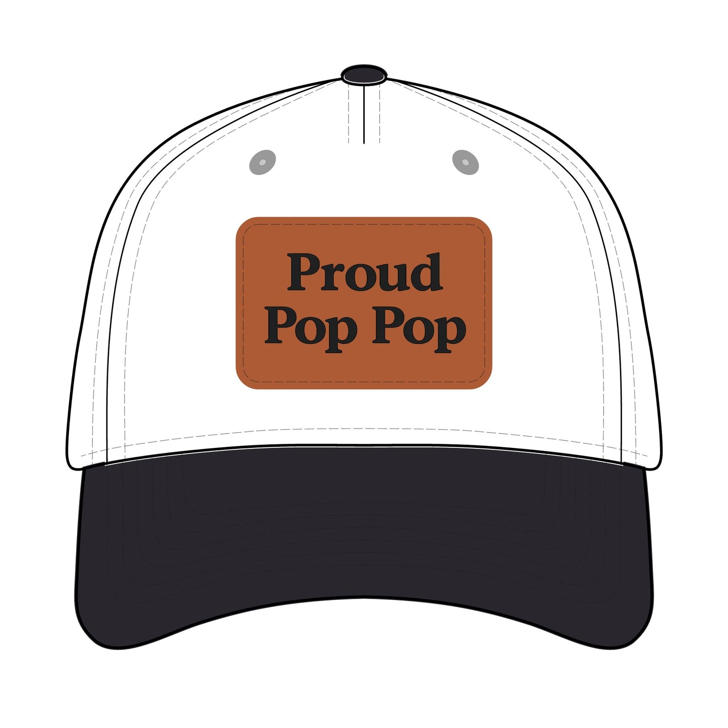 Proud Pop Pop Leather Patch Baseball Cap