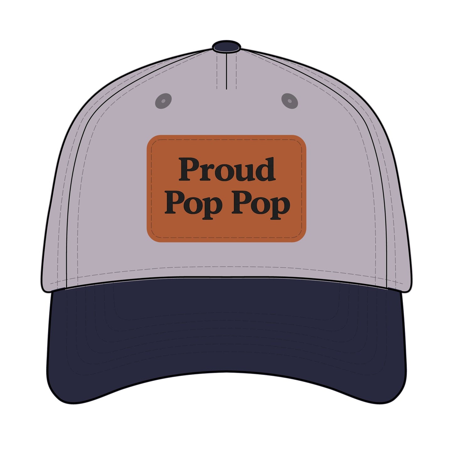 Proud Pop Pop Leather Patch Baseball Cap