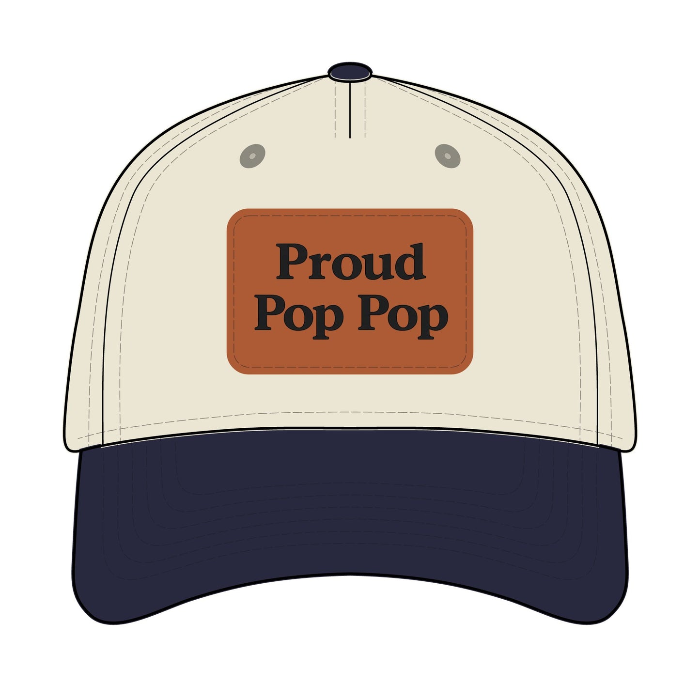Proud Pop Pop Leather Patch Baseball Cap