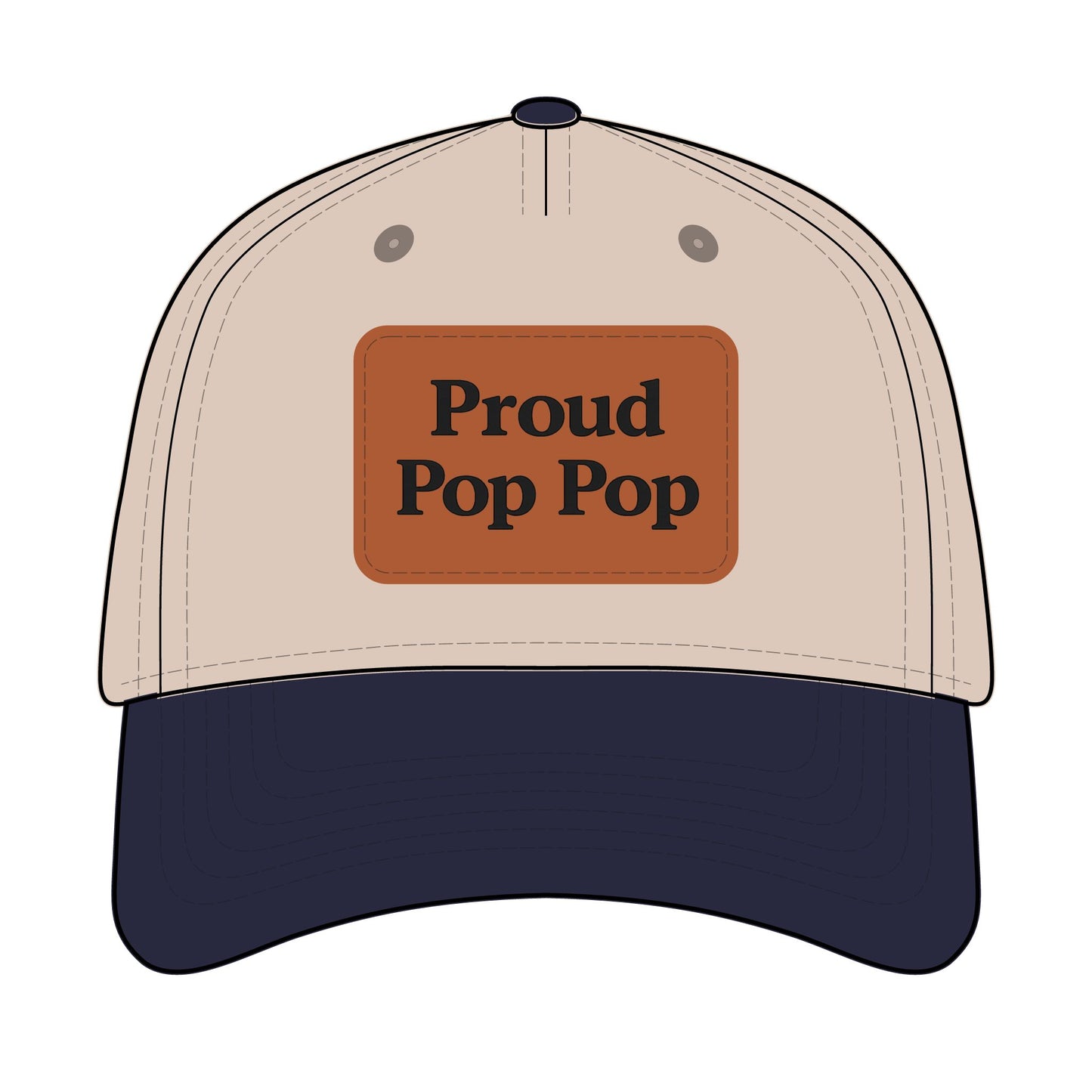Proud Pop Pop Leather Patch Baseball Cap