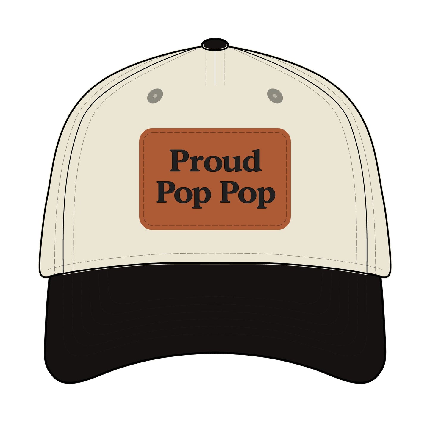 Proud Pop Pop Leather Patch Baseball Cap