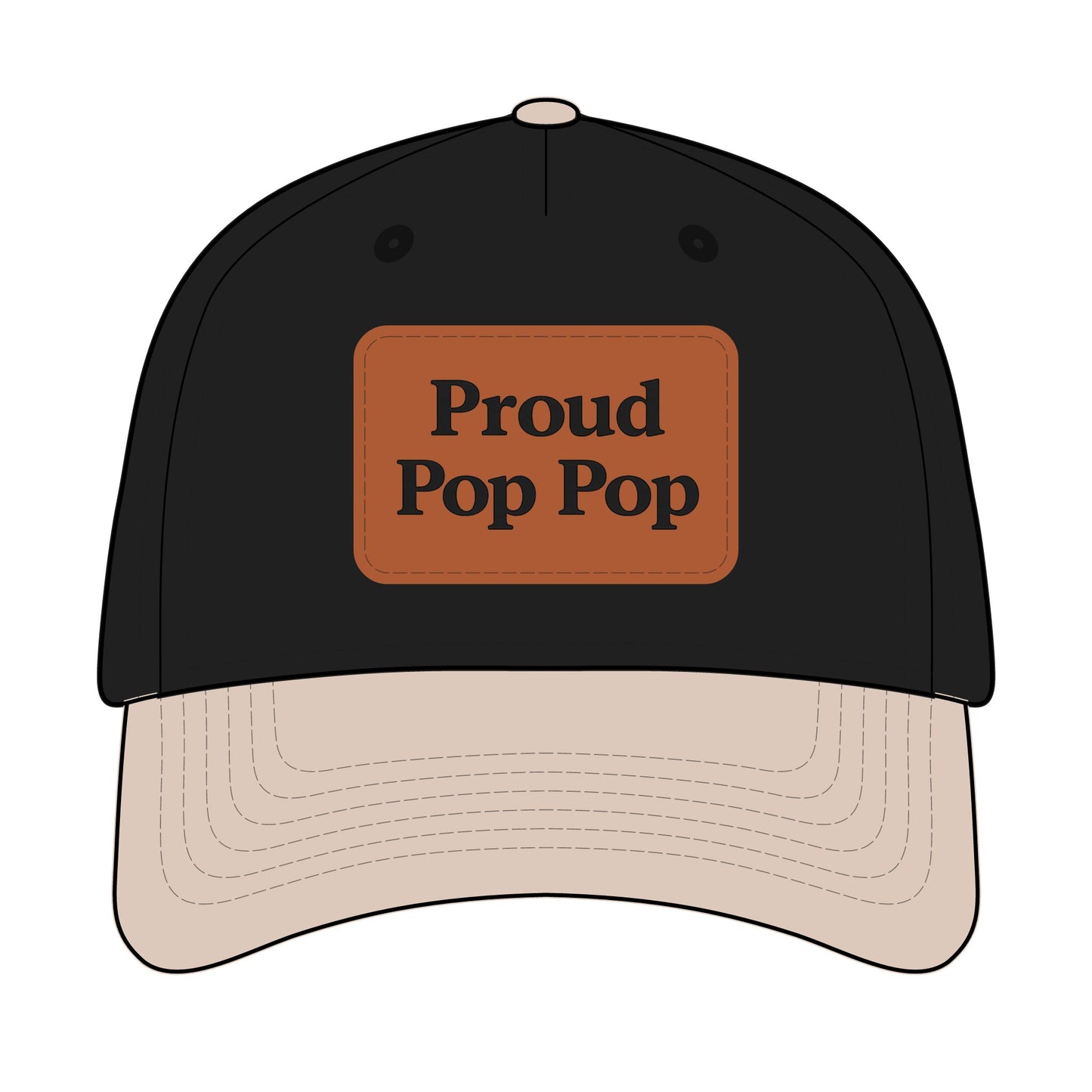 Proud Pop Pop Leather Patch Baseball Cap