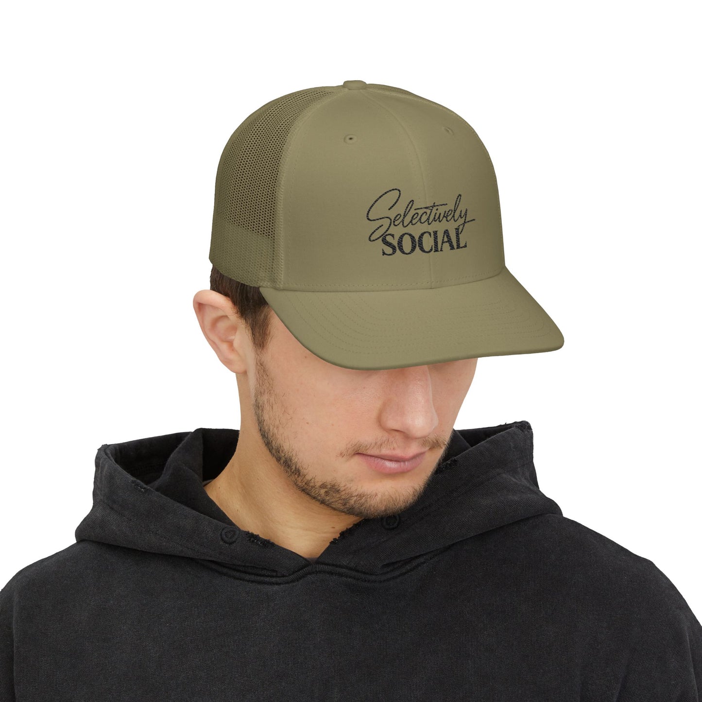 Selectively Social Embroidered Trucker Cap