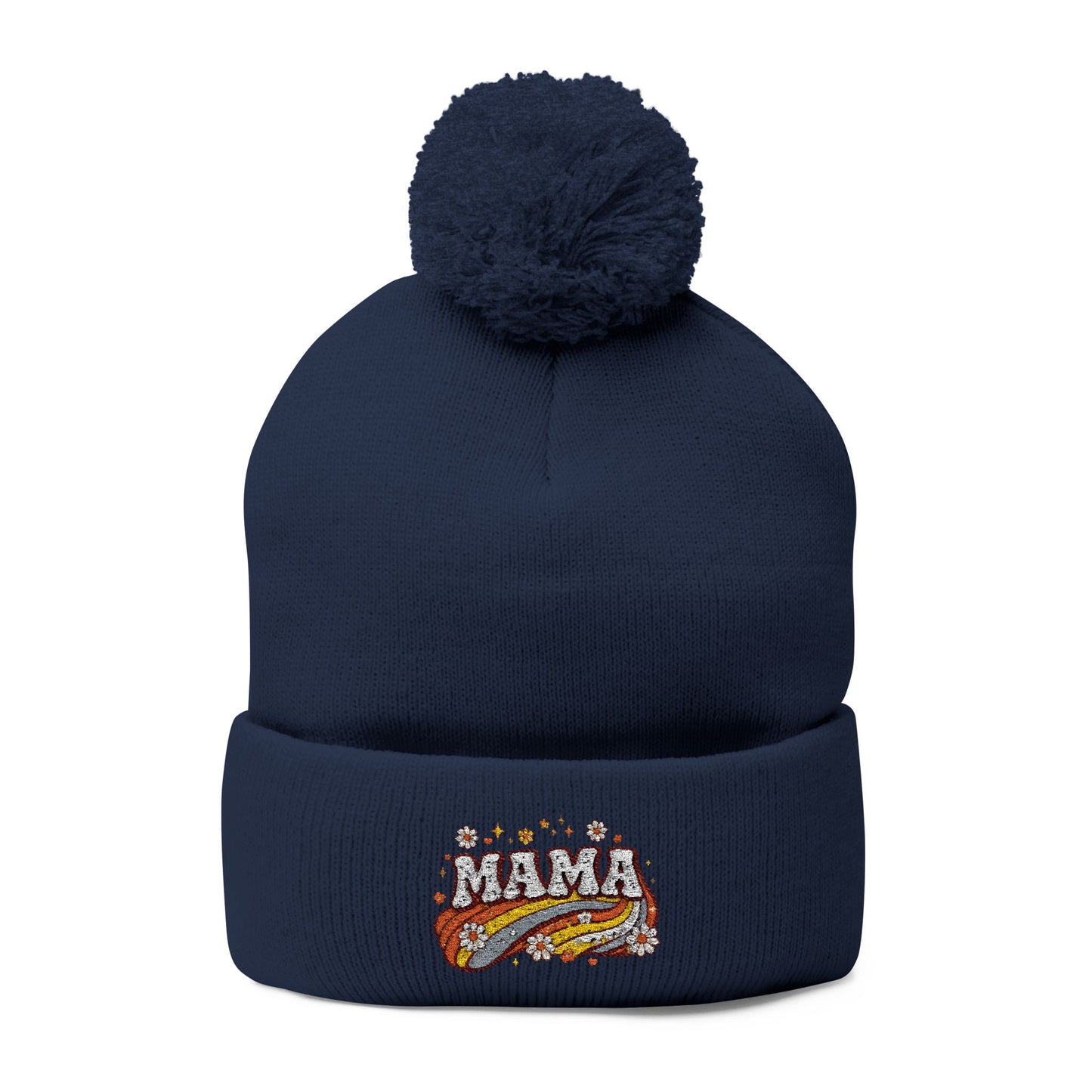 Mama Embroidered Pom-Pom Beanie