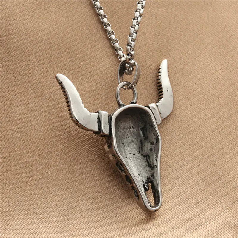 Punk Vintage Titanium Steel Skull Pendant Necklace