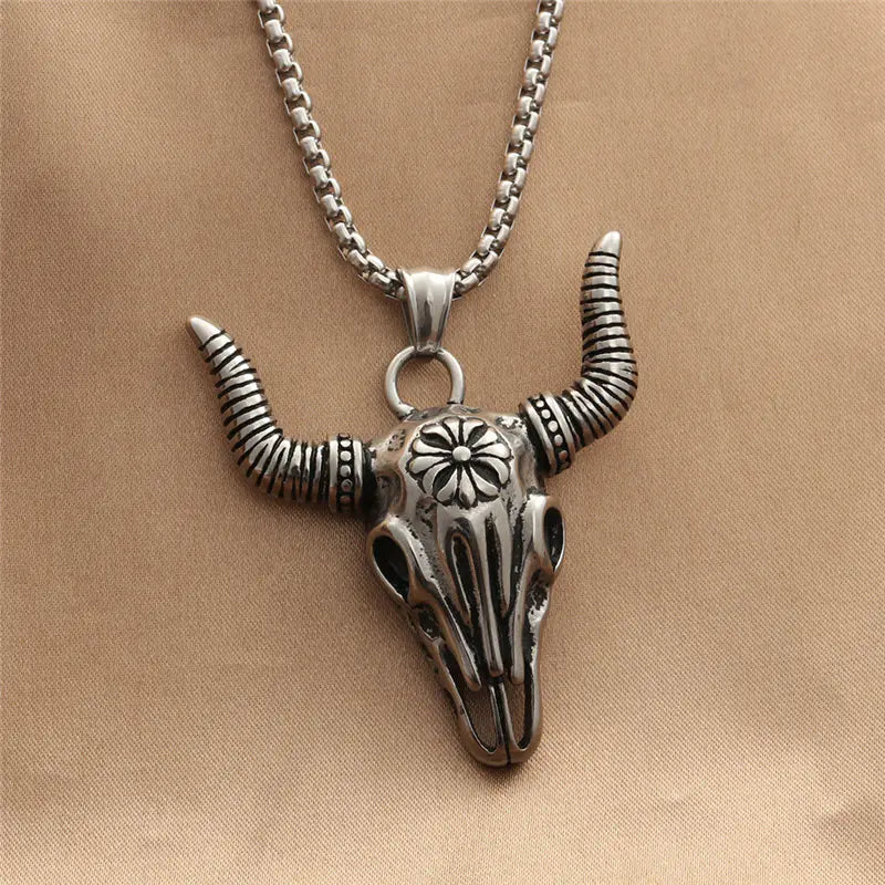 Punk Vintage Titanium Steel Skull Pendant Necklace