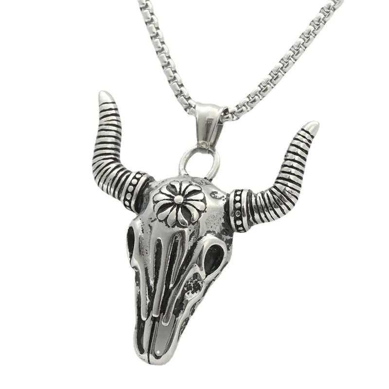 Punk Vintage Titanium Steel Skull Pendant Necklace