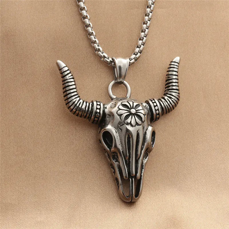 Punk Vintage Titanium Steel Skull Pendant Necklace